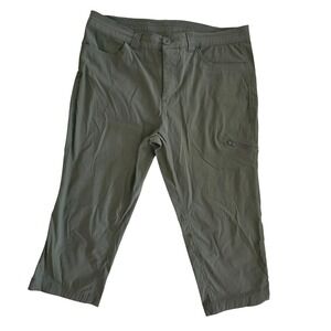 Eddie Bauer Womens 12 Olive Green Nylon Stretch Hiking Capri Pants Cropped